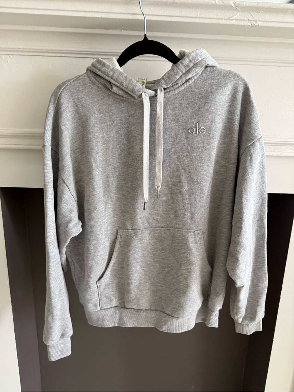 Alo Light Gray Pullover Hoodie